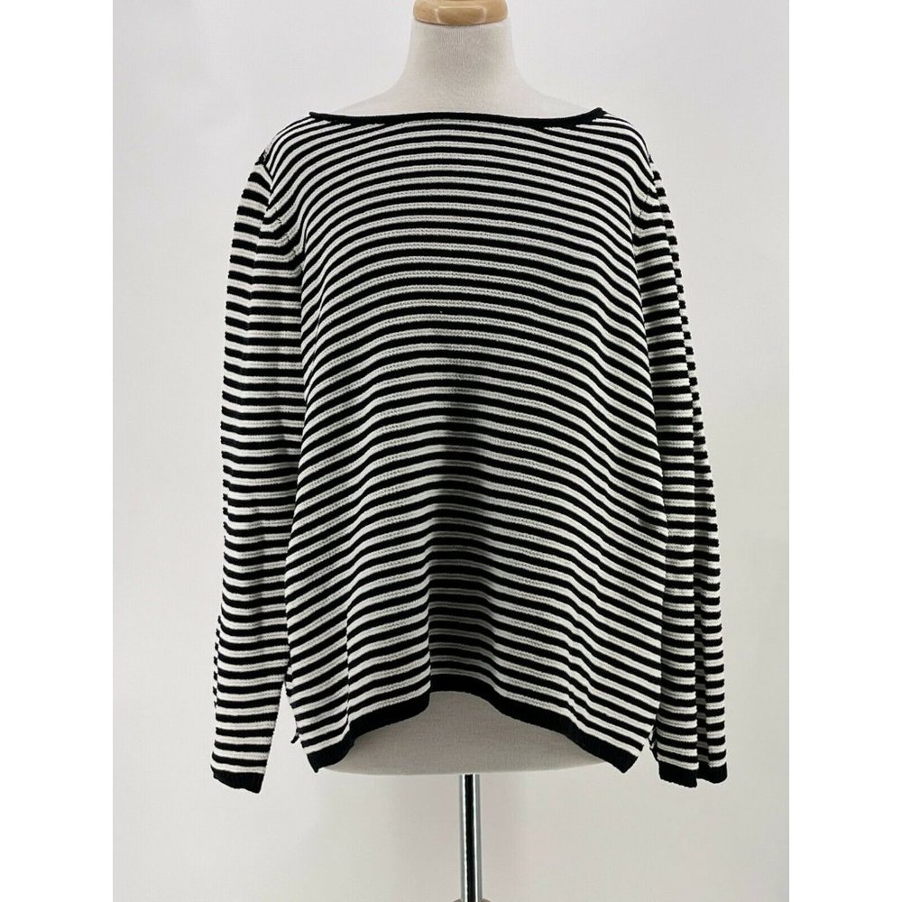 Eileen Fisher Black and White Striped Sweater